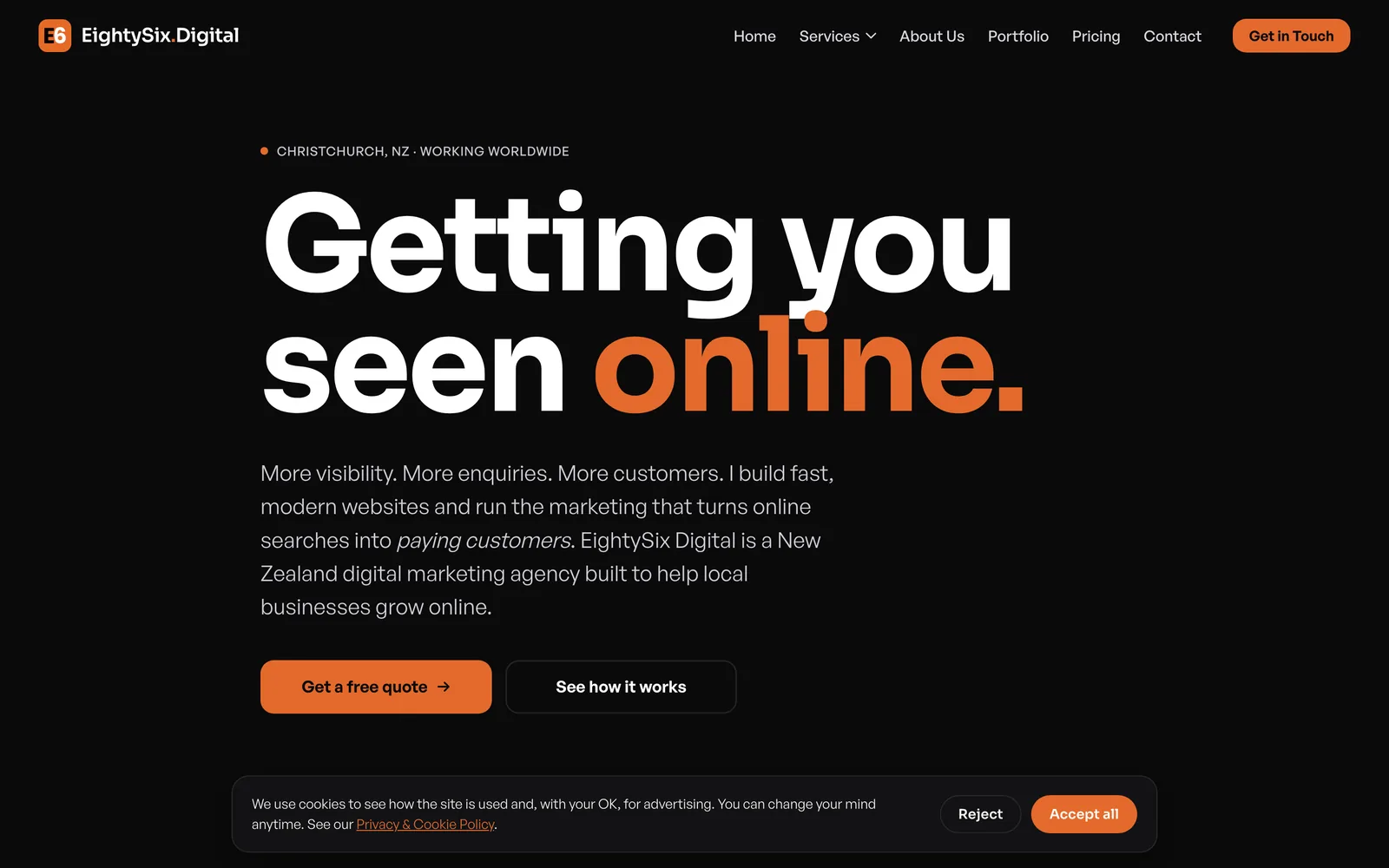 The EightySix Digital website