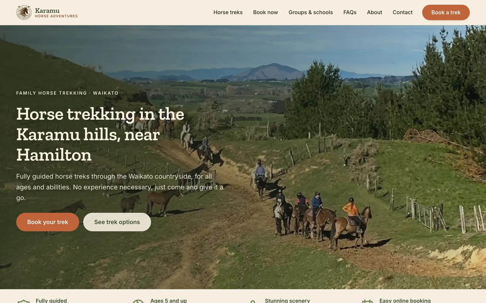 The Karamu Horse Adventures website