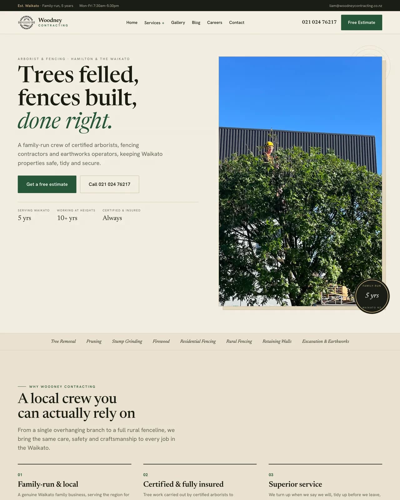 The Woodney Contracting website